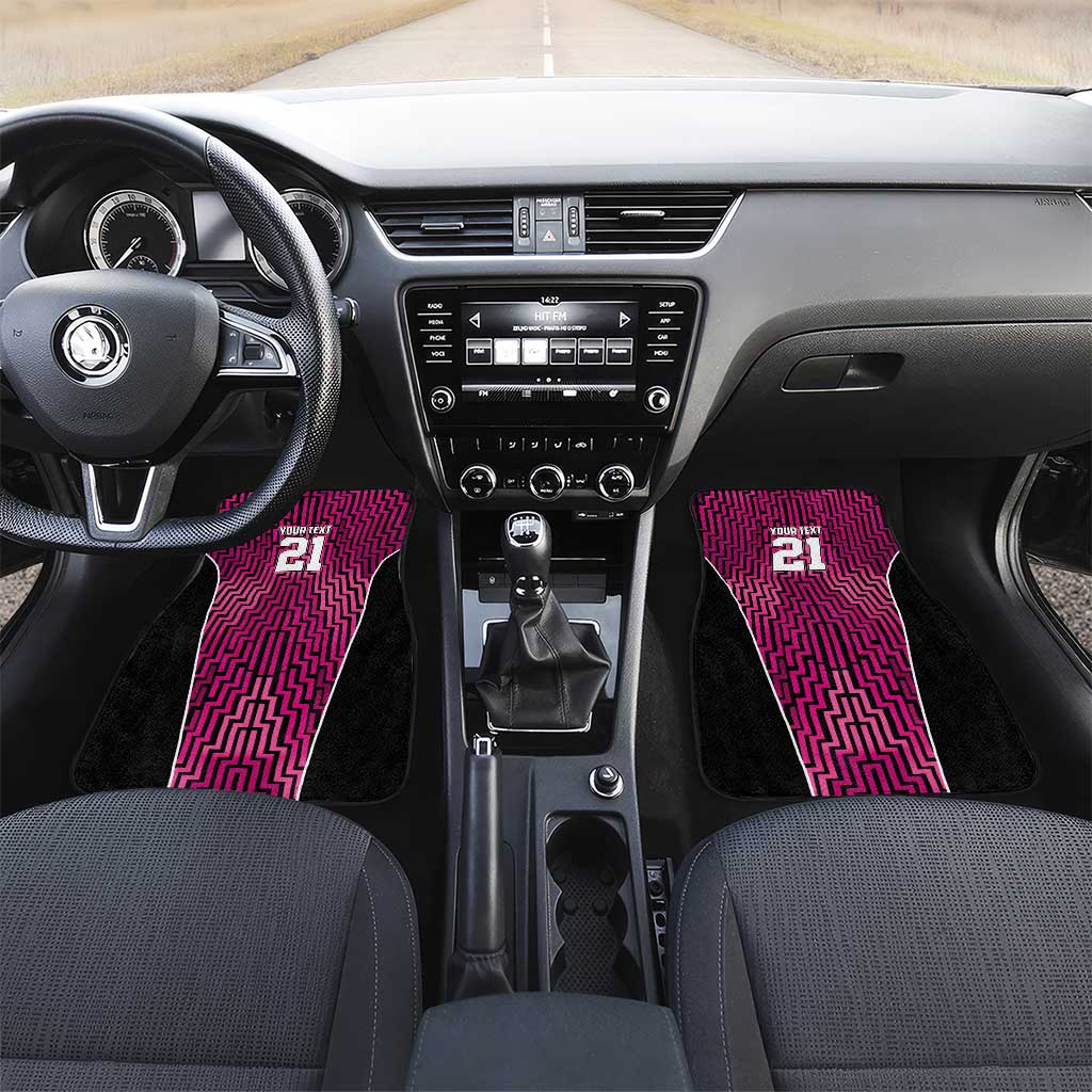 Custom Basketball New Zealand Car Mats Pink Maori Ta Moko Indigenous - Polynesian Pride