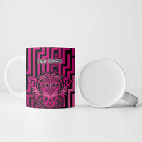 Custom Basketball New Zealand Ceramic Mug Pink Maori Ta Moko Indigenous - Polynesian Pride