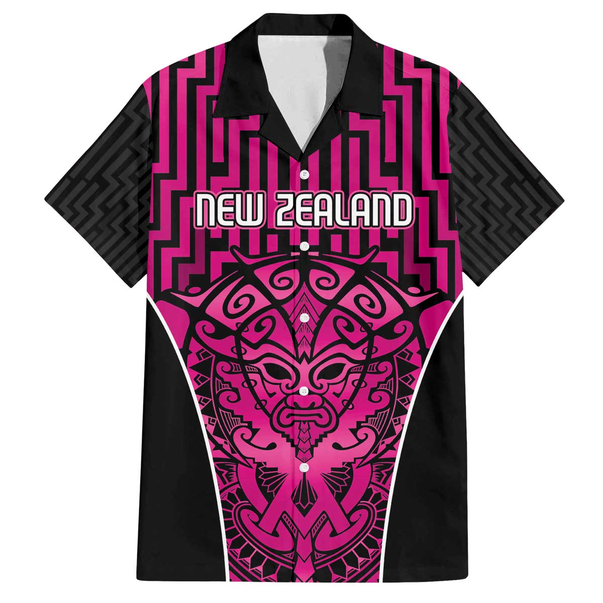 Custom Basketball New Zealand Family Matching Off The Shoulder Long Sleeve Dress and Hawaiian Shirt Pink Maori Ta Moko Indigenous - Polynesian Pride