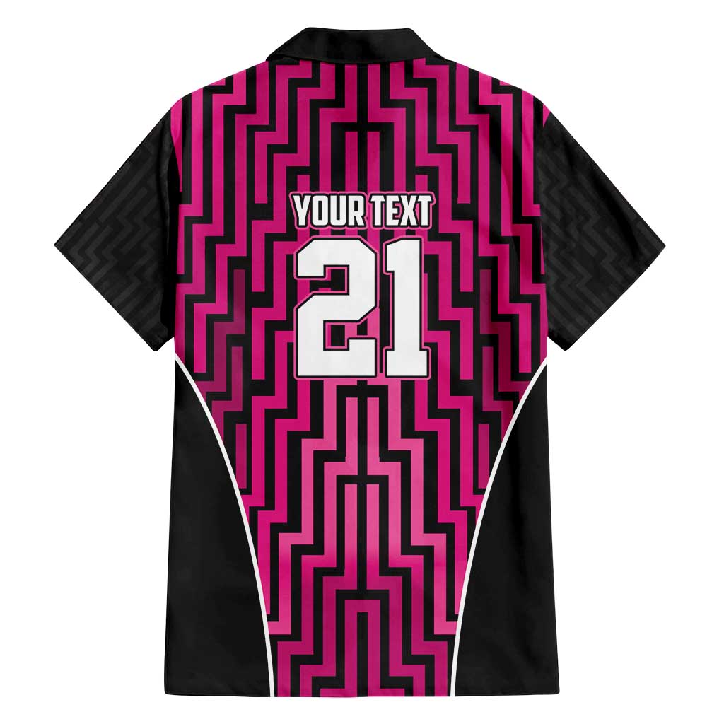 Custom Basketball New Zealand Family Matching Off Shoulder Short Dress and Hawaiian Shirt Pink Maori Ta Moko Indigenous - Polynesian Pride