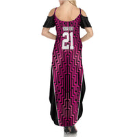 Custom Basketball New Zealand Family Matching Summer Maxi Dress and Hawaiian Shirt Pink Maori Ta Moko Indigenous - Polynesian Pride
