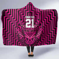 Custom Basketball New Zealand Hooded Blanket Pink Maori Ta Moko Indigenous - Polynesian Pride