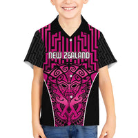 Custom Basketball New Zealand Kid Hawaiian Shirt Pink Maori Ta Moko Indigenous - Polynesian Pride