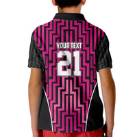 Custom Basketball New Zealand Kid Polo Shirt Pink Maori Ta Moko Indigenous LT9 - Polynesian Pride
