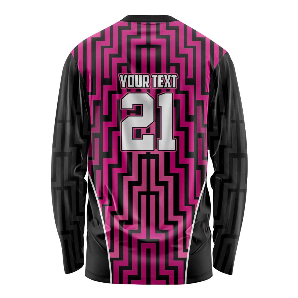 Custom Basketball New Zealand Long Sleeve Shirt Pink Maori Ta Moko Indigenous - Polynesian Pride