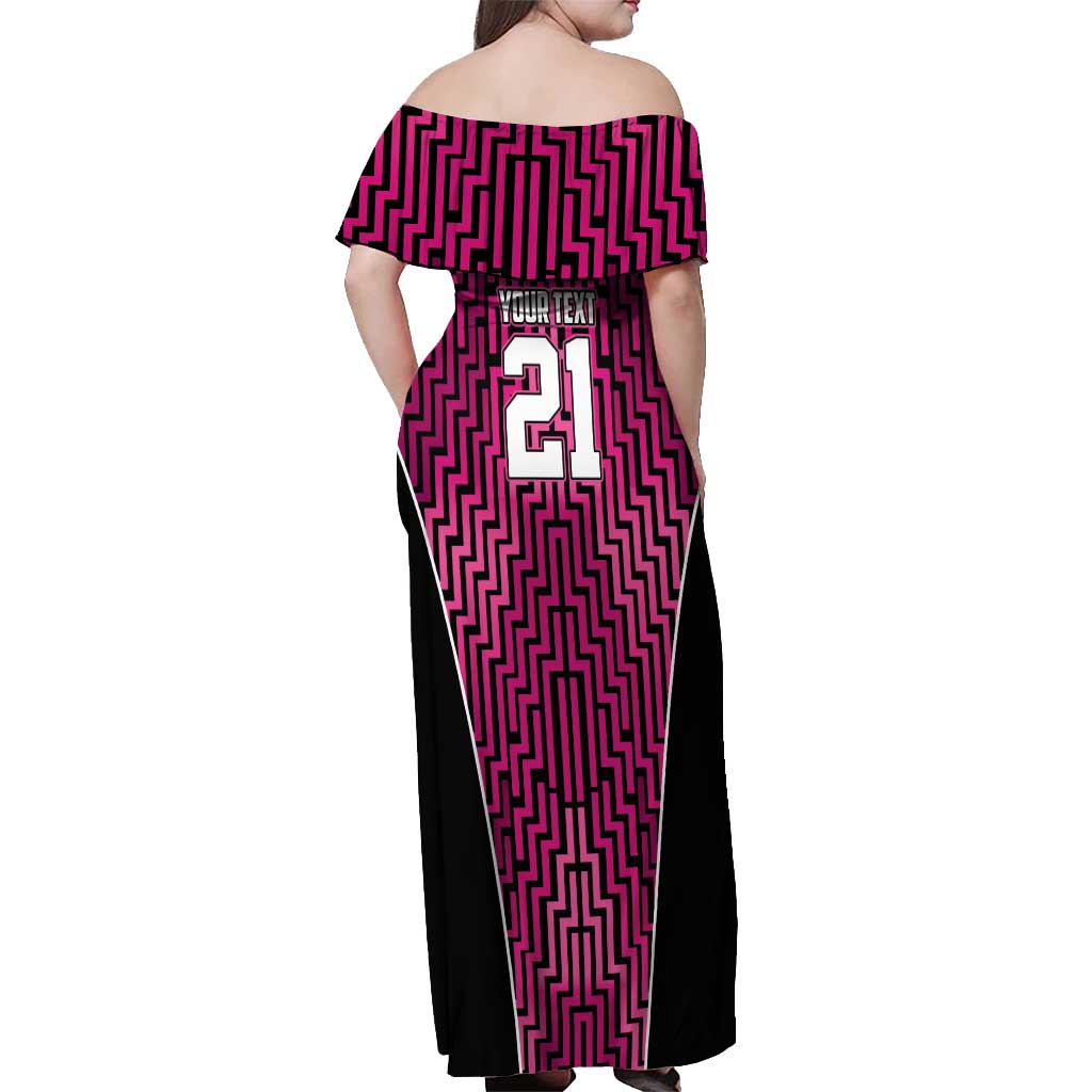 Custom Basketball New Zealand Off Shoulder Maxi Dress Pink Maori Ta Moko Indigenous - Polynesian Pride