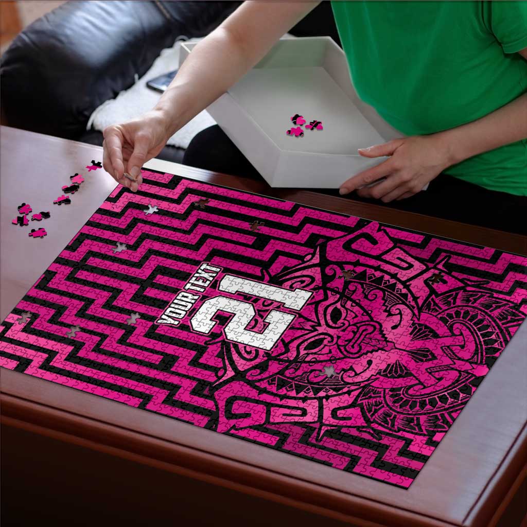 Custom Basketball New Zealand Puzzle Pink Maori Ta Moko Indigenous - Polynesian Pride