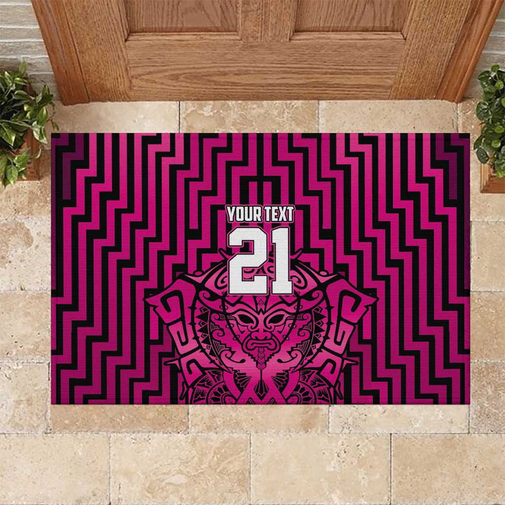 Custom Basketball New Zealand Rubber Doormat Pink Maori Ta Moko Indigenous - Polynesian Pride