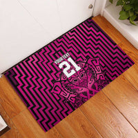 Custom Basketball New Zealand Rubber Doormat Pink Maori Ta Moko Indigenous - Polynesian Pride