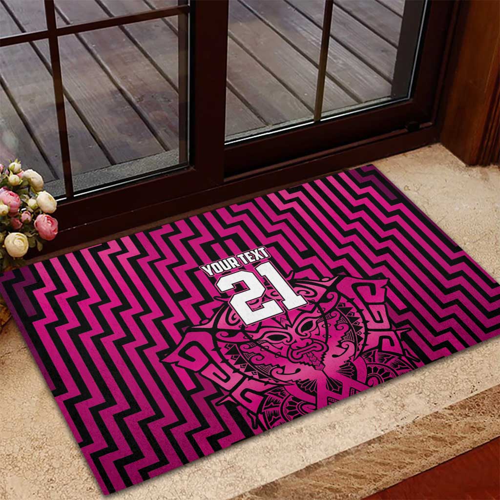 Custom Basketball New Zealand Rubber Doormat Pink Maori Ta Moko Indigenous - Polynesian Pride