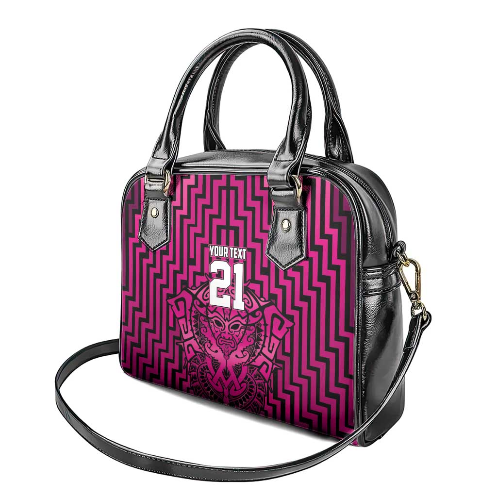 Custom Basketball New Zealand Shoulder Handbag Pink Maori Ta Moko Indigenous - Polynesian Pride