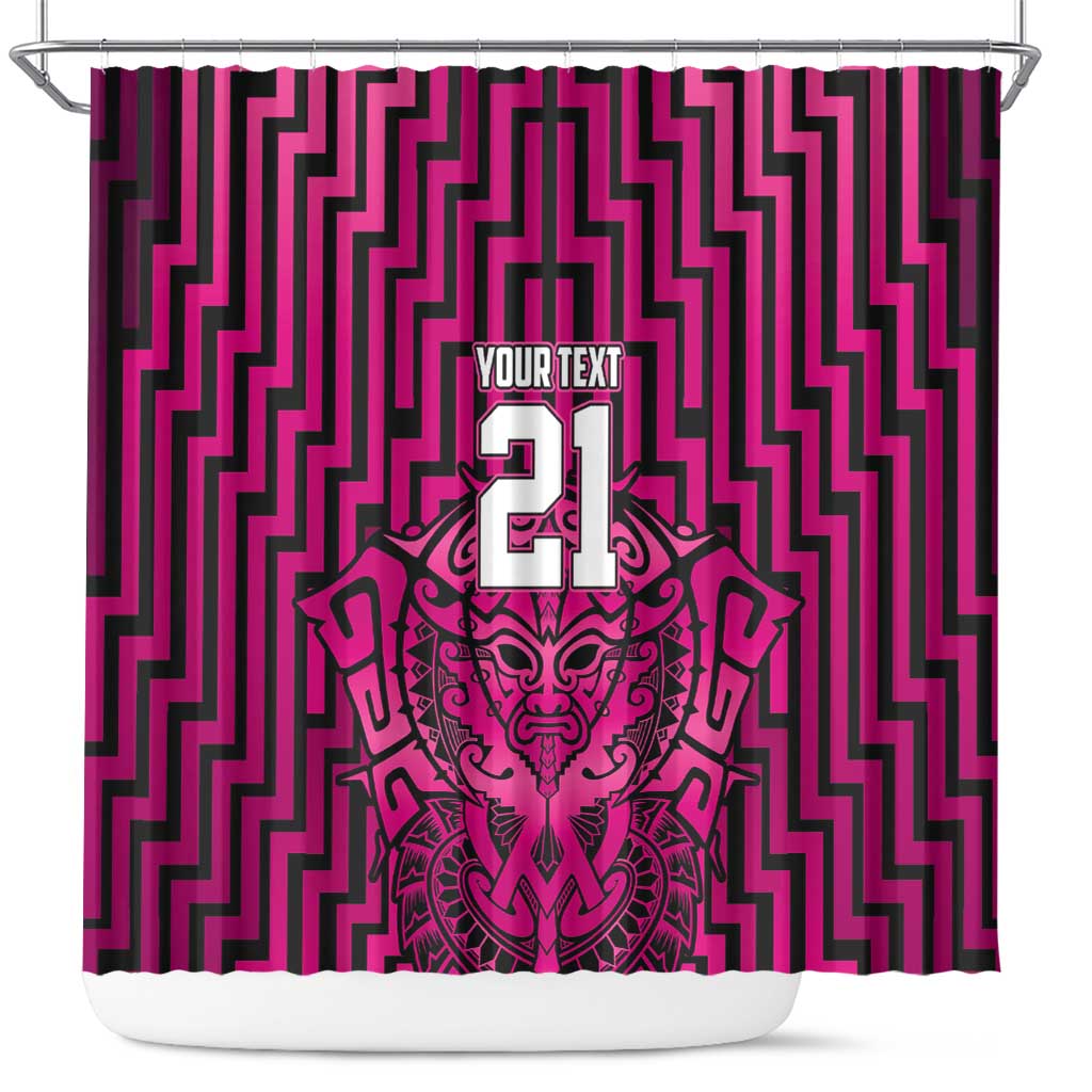 Custom Basketball New Zealand Shower Curtain Pink Maori Ta Moko Indigenous - Polynesian Pride