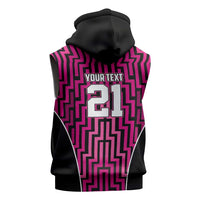 Custom Basketball New Zealand Sleeveless Hoodie Pink Maori Ta Moko Indigenous - Polynesian Pride