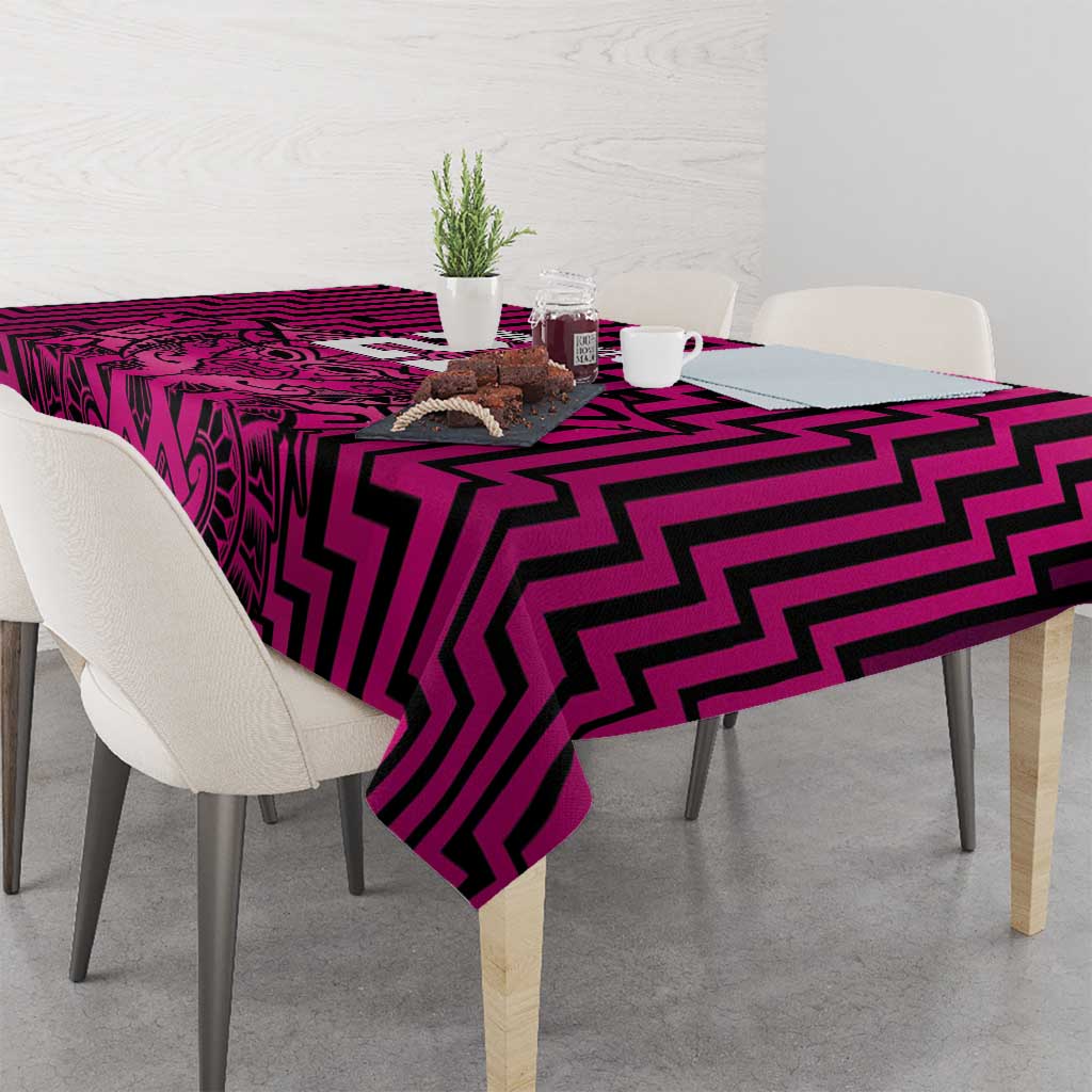 Custom Basketball New Zealand Tablecloth Pink Maori Ta Moko Indigenous - Polynesian Pride