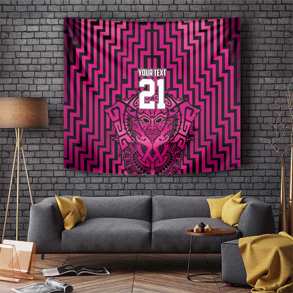 Custom Basketball New Zealand Tapestry Pink Maori Ta Moko Indigenous - Polynesian Pride