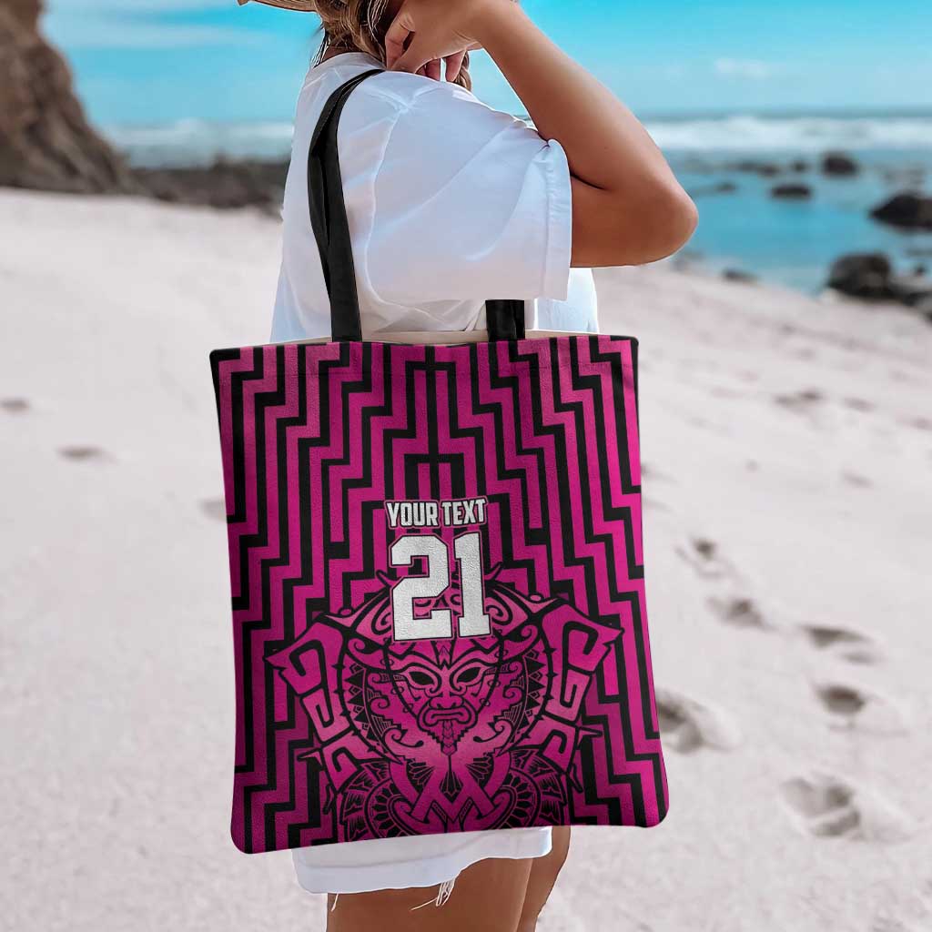 Custom Basketball New Zealand Tote Bag Pink Maori Ta Moko Indigenous - Polynesian Pride