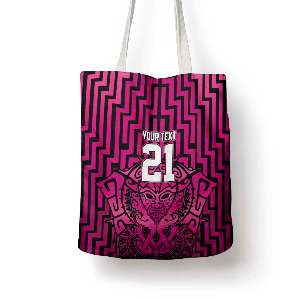 Custom Basketball New Zealand Tote Bag Pink Maori Ta Moko Indigenous - Polynesian Pride