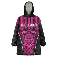 Custom Basketball New Zealand Wearable Blanket Hoodie Pink Maori Ta Moko Indigenous - Polynesian Pride