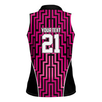 Custom Basketball New Zealand Women Sleeveless Polo Shirt Pink Maori Ta Moko Indigenous - Polynesian Pride