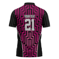 Custom Basketball New Zealand Zipper Polo Shirt Pink Maori Ta Moko Indigenous - Polynesian Pride