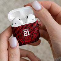 Custom Basketball New Zealand AirPods Case Red Maori Ta Moko Indigenous - Polynesian Pride