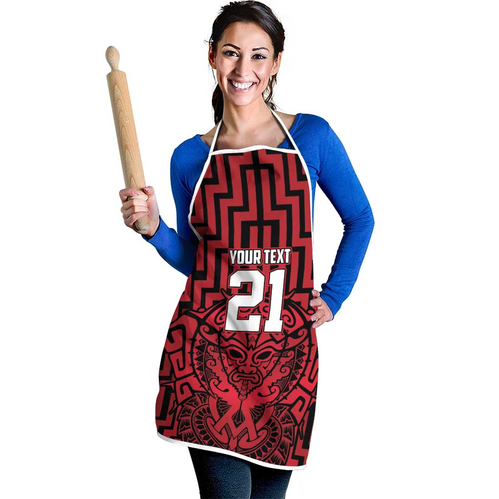 Custom Basketball New Zealand Apron Red Maori Ta Moko Indigenous - Polynesian Pride