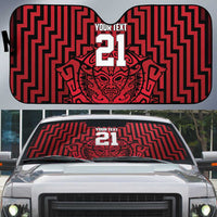 Custom Basketball New Zealand Auto Sun Shade Red Maori Ta Moko Indigenous - Polynesian Pride