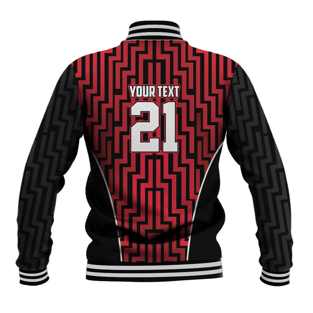 Custom Basketball New Zealand Baseball Jacket Red Maori Ta Moko Indigenous - Polynesian Pride