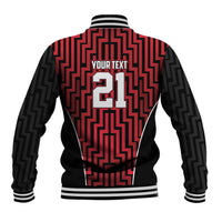 Custom Basketball New Zealand Baseball Jacket Red Maori Ta Moko Indigenous - Polynesian Pride