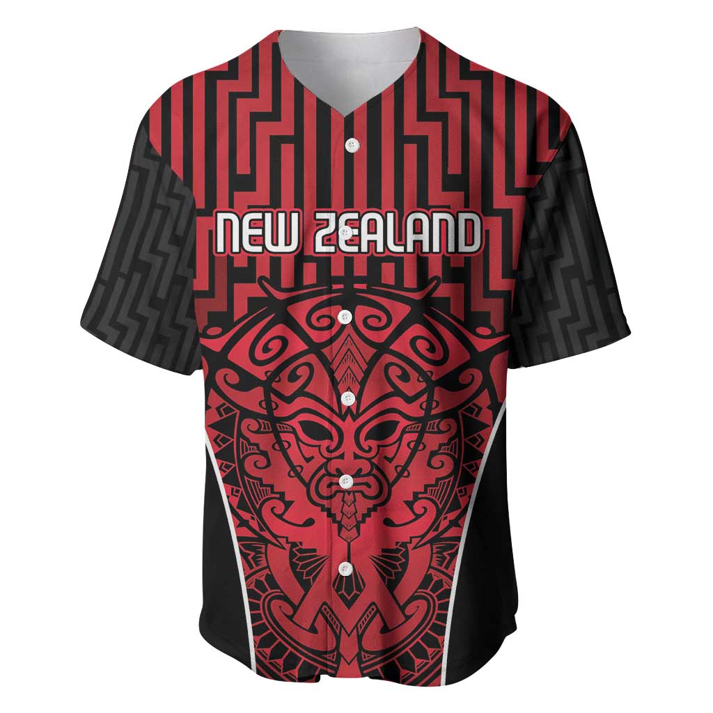 Custom Basketball New Zealand Baseball Jersey Red Maori Ta Moko Indigenous - Polynesian Pride