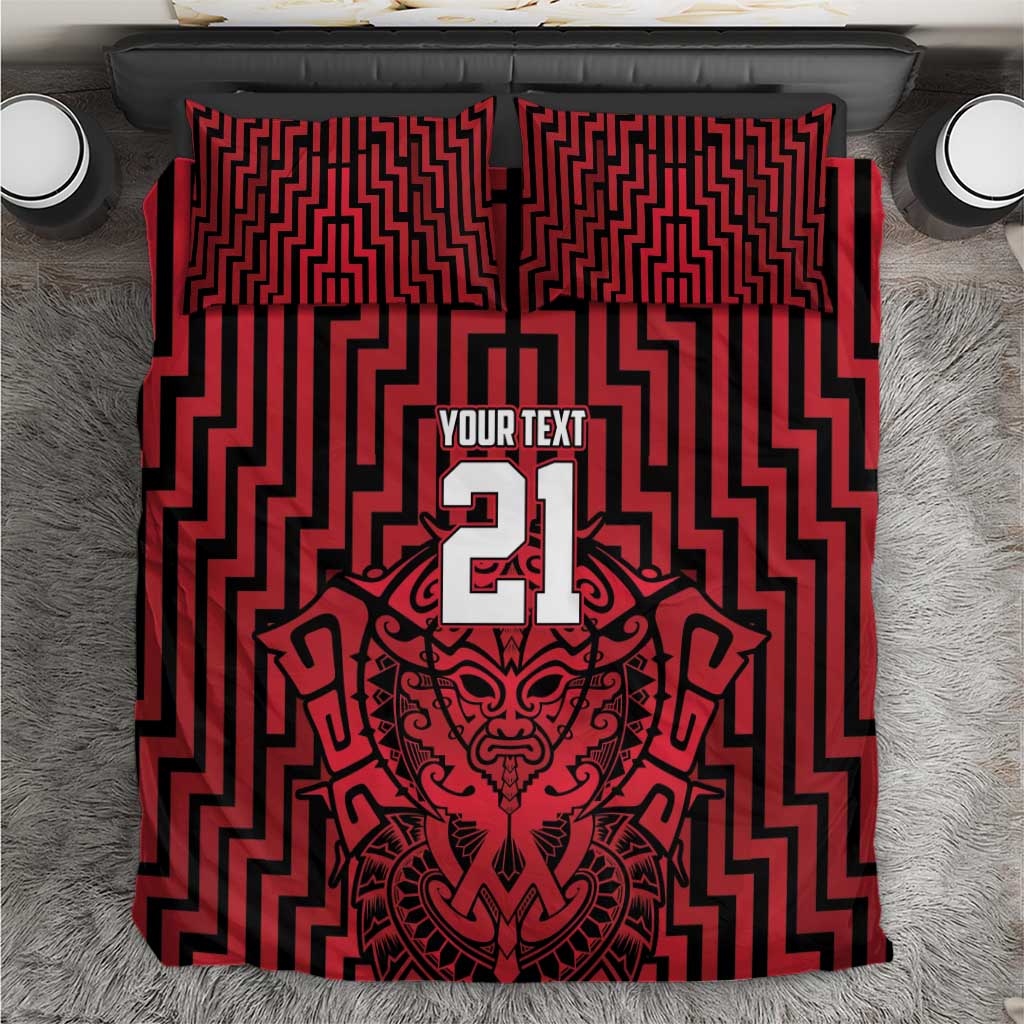 Custom Basketball New Zealand Bedding Set Red Maori Ta Moko Indigenous - Polynesian Pride