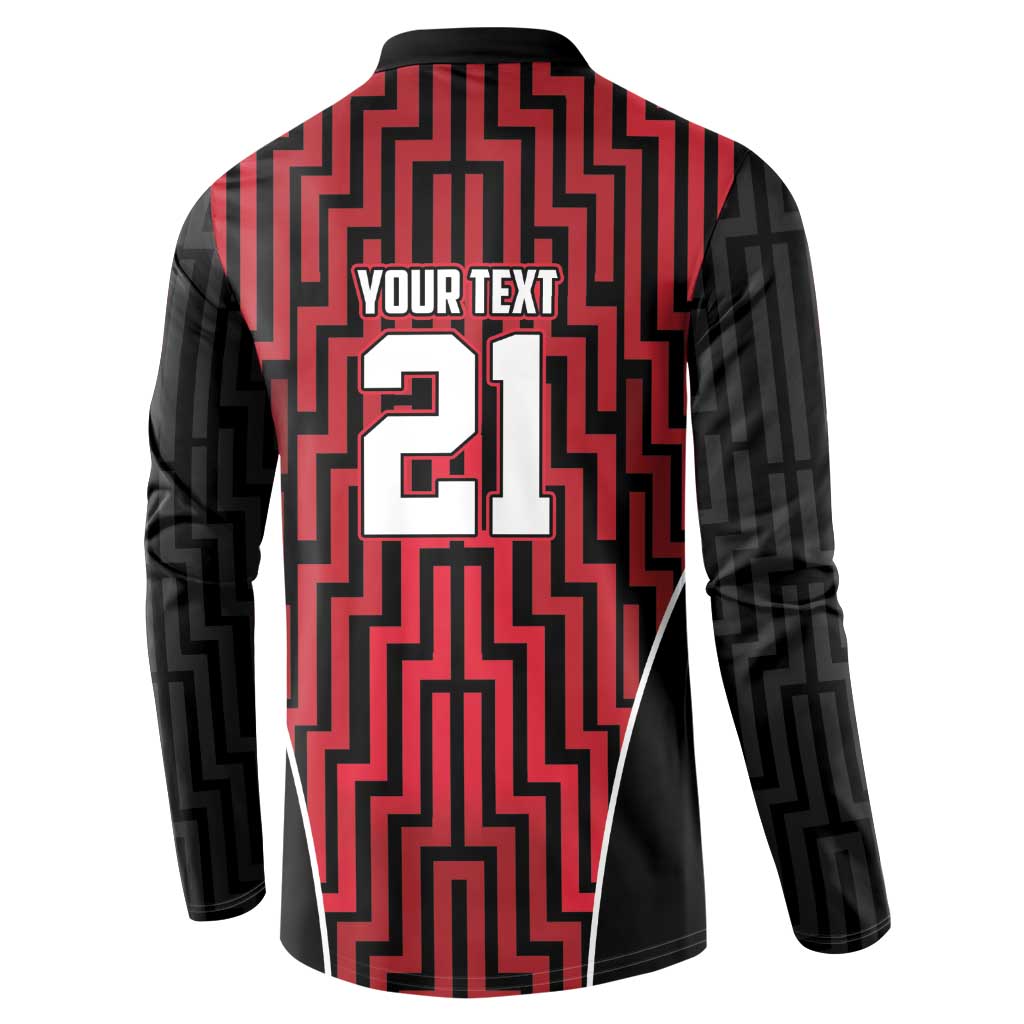 Custom Basketball New Zealand Button Sweatshirt Red Maori Ta Moko Indigenous - Polynesian Pride