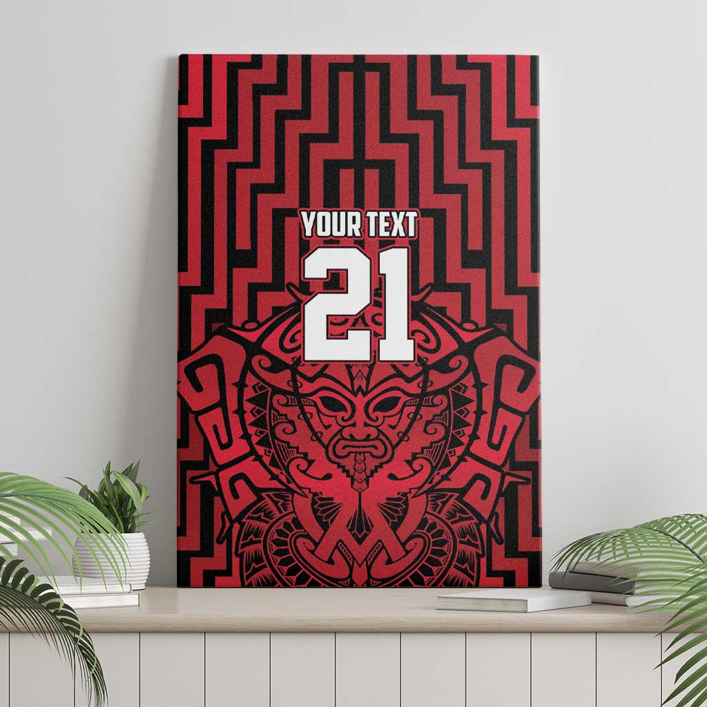 Custom Basketball New Zealand Canvas Wall Art Red Maori Ta Moko Indigenous - Polynesian Pride