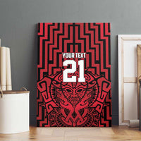 Custom Basketball New Zealand Canvas Wall Art Red Maori Ta Moko Indigenous - Polynesian Pride
