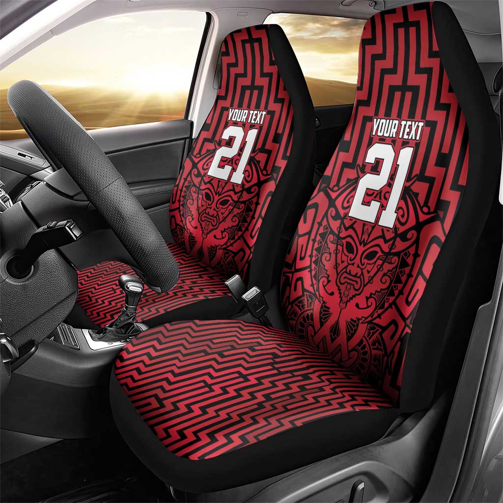 Custom Basketball New Zealand Car Seat Cover Red Maori Ta Moko Indigenous - Polynesian Pride