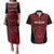 Custom Basketball New Zealand Couples Matching Puletasi and Hawaiian Shirt Red Maori Ta Moko Indigenous - Polynesian Pride