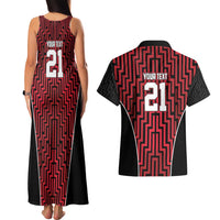 Custom Basketball New Zealand Couples Matching Tank Maxi Dress and Hawaiian Shirt Red Maori Ta Moko Indigenous - Polynesian Pride