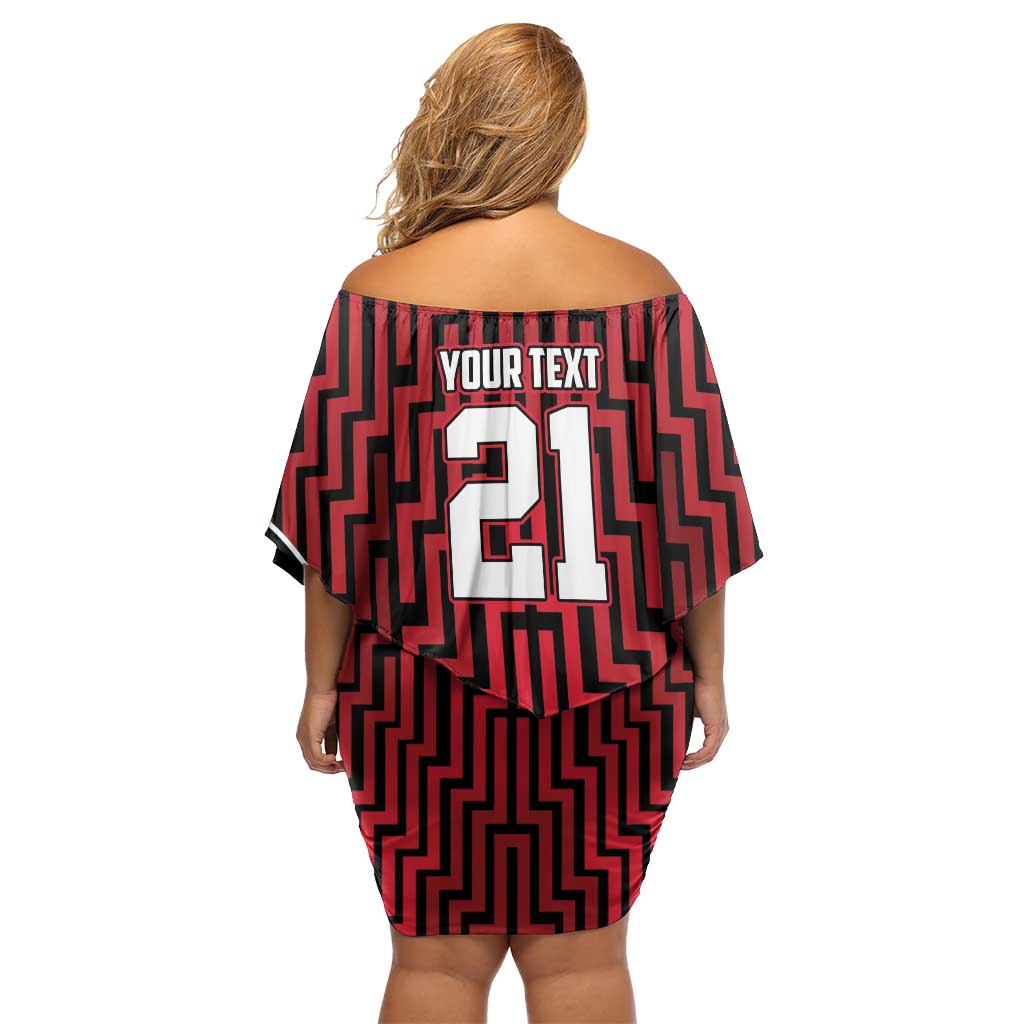 Custom Basketball New Zealand Family Matching Off Shoulder Short Dress and Hawaiian Shirt Red Maori Ta Moko Indigenous - Polynesian Pride