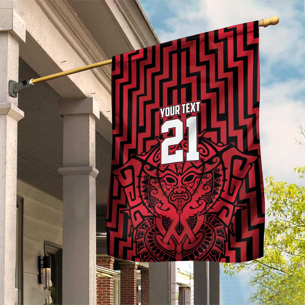 Custom Basketball New Zealand Garden Flag Red Maori Ta Moko Indigenous - Polynesian Pride