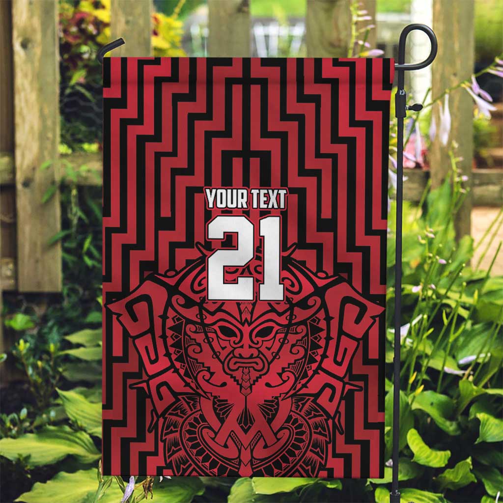 Custom Basketball New Zealand Garden Flag Red Maori Ta Moko Indigenous - Polynesian Pride