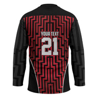 Custom Basketball New Zealand Hockey Jersey Red Maori Ta Moko Indigenous - Polynesian Pride