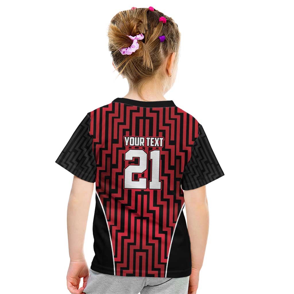 Custom Basketball New Zealand Kid T Shirt Red Maori Ta Moko Indigenous - Polynesian Pride