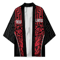 Custom Basketball New Zealand Kimono Red Maori Ta Moko Indigenous - Polynesian Pride