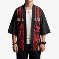 Custom Basketball New Zealand Kimono Red Maori Ta Moko Indigenous - Polynesian Pride