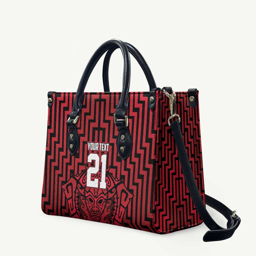 Custom Basketball New Zealand Leather Bag Red Maori Ta Moko Indigenous - Polynesian Pride