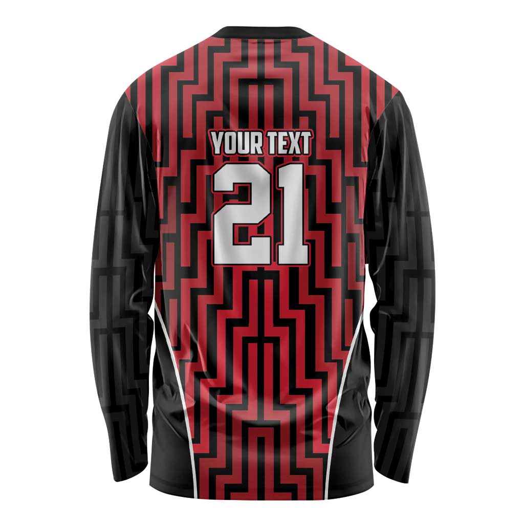 Custom Basketball New Zealand Long Sleeve Shirt Red Maori Ta Moko Indigenous - Polynesian Pride