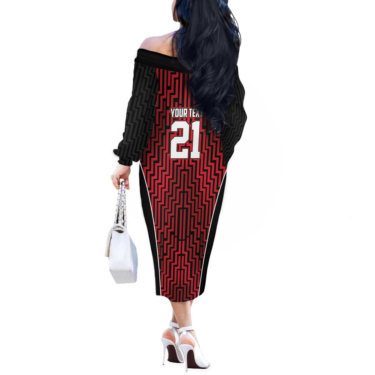 Custom Basketball New Zealand Off The Shoulder Long Sleeve Dress Red Maori Ta Moko Indigenous - Polynesian Pride