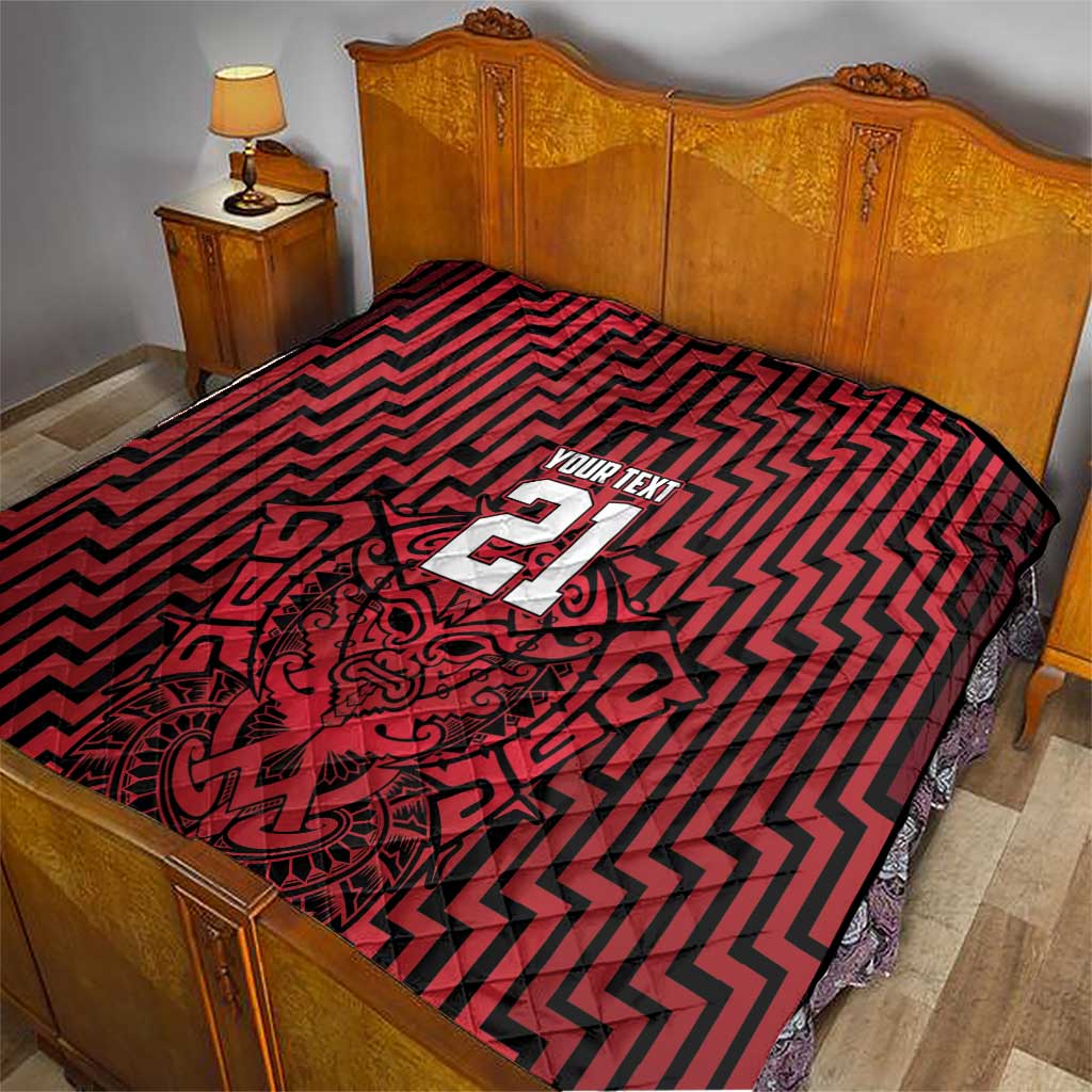 Custom Basketball New Zealand Quilt Red Maori Ta Moko Indigenous - Polynesian Pride