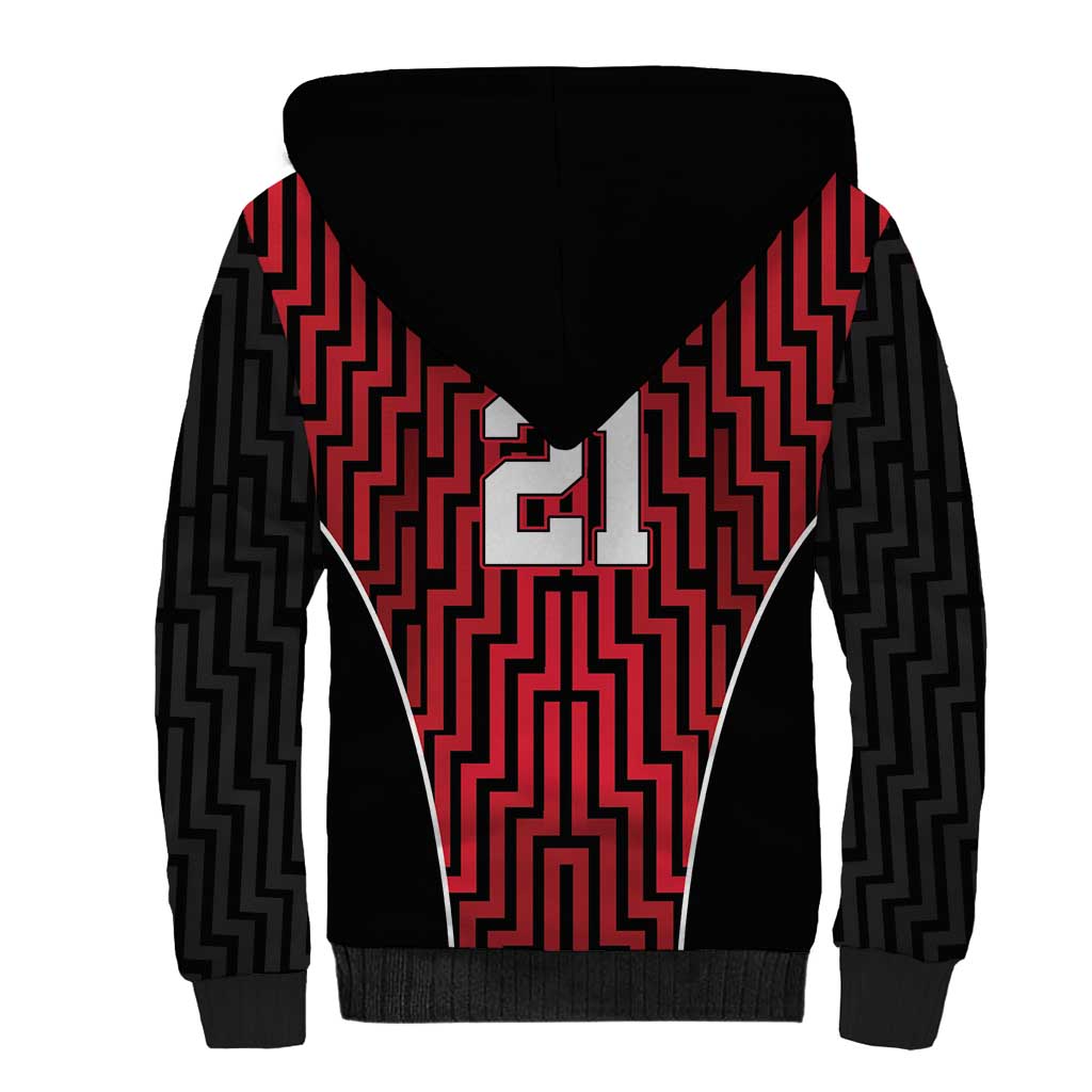 Custom Basketball New Zealand Sherpa Hoodie Red Maori Ta Moko Indigenous - Polynesian Pride