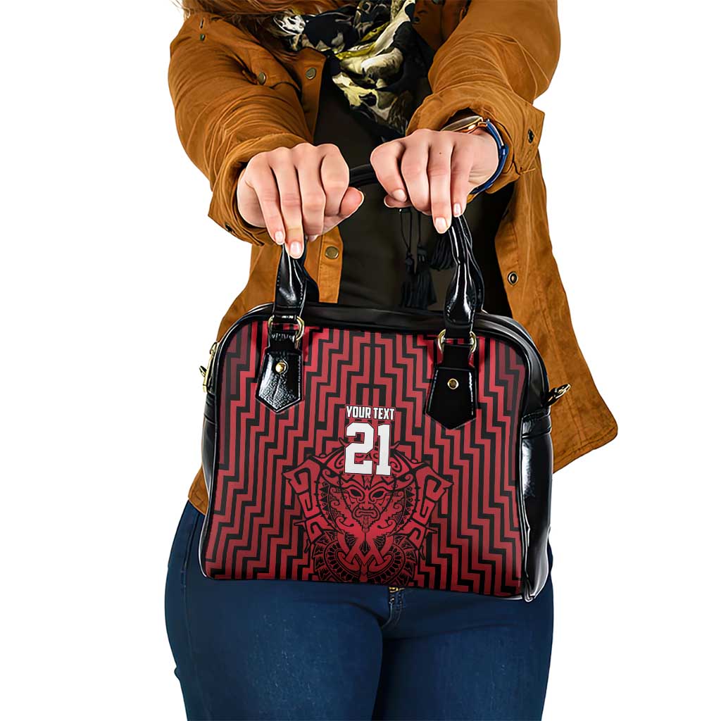 Custom Basketball New Zealand Shoulder Handbag Red Maori Ta Moko Indigenous - Polynesian Pride